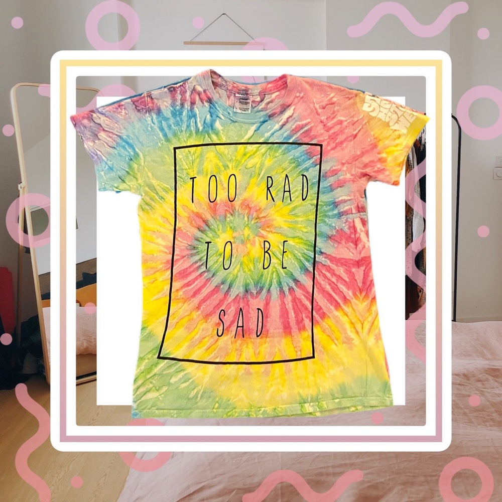 stay happy stay weird rainbow tie dye t-shirt